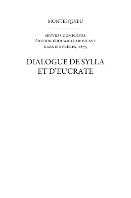 Couverture de Montesquieu - Dialogue de Sylla